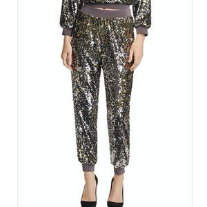 Alice + Olivia Pete Silver Sequin Embellish Pants